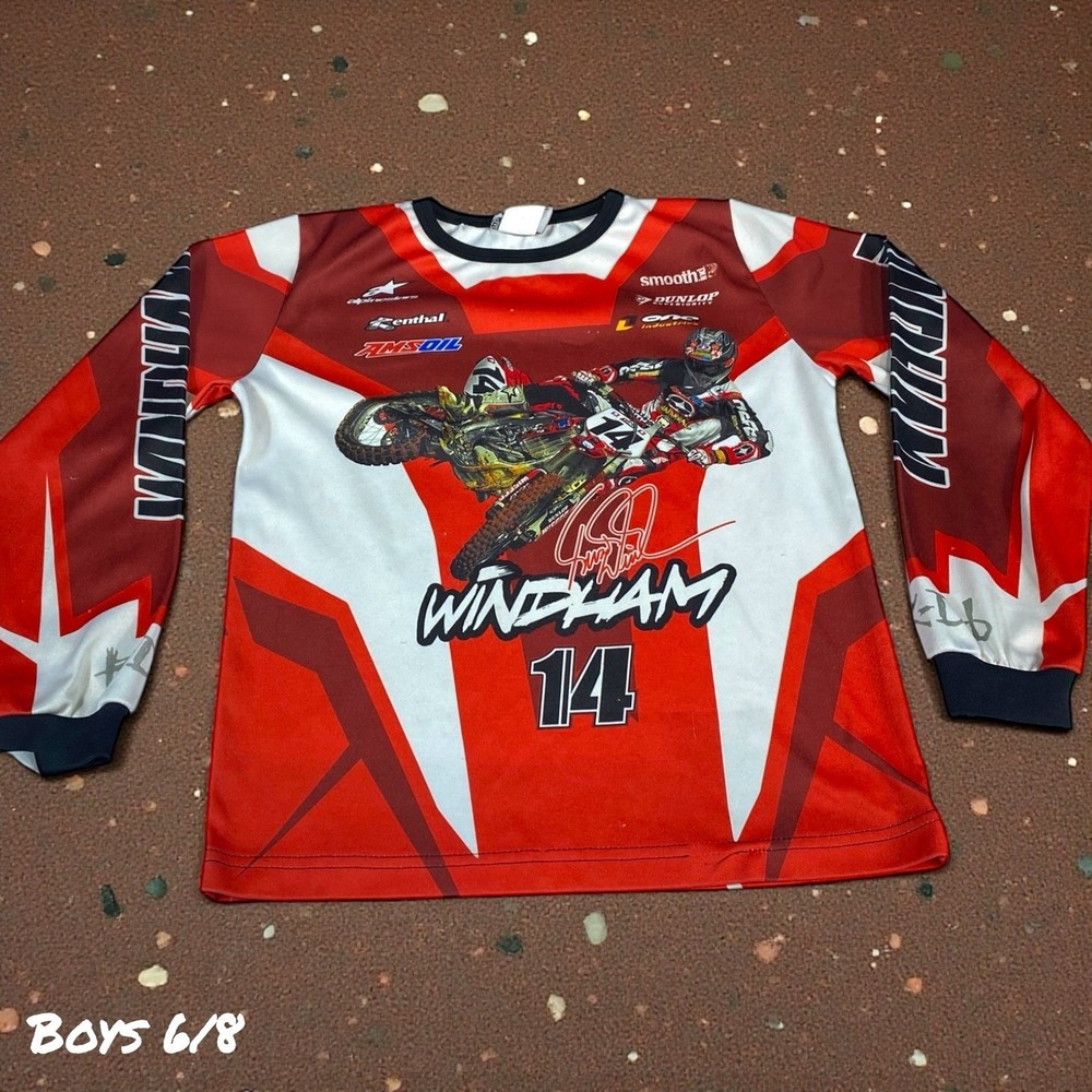 RARE VTG Kevin Windham #14 Motocross Jersey‎ Boys Kids 6/8 K-Dub Long Sleeve Y2K